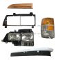 Headlight Assembly with Corner Lamp and Bezel and Amber Ornament Reflector with Bottom Garnish Trim - Driver Side (Fit: 1995-2005 Isuzu NPR NRR Truck)