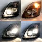 Headlight LED style Black With LED Bulbs - Driver And Passenger Side (Fit: 2004-2018 Volvo VNL VN VNM)
