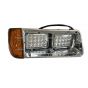 LED Headlight with Amber LED Turn Signal Light and Chrome Bezel - Passenger Side (FIt: 1993-2007 Freightliner FLD Truck)