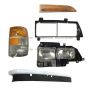 Headlight Assembly with Corner Lamp and Bezel and Amber Ornament Reflector with Bottom Garnish Trim - Passenger Side (Fit: 1995-2005 Isuzu NPR NRR Truck)