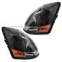 Headlight Black with LED Bulbs - Driver & Passenger Side ( Fit: Volvo VNL VN VNM Trucks )