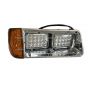 LED Headlight with Amber LED Turn Signal Light and Chrome Bezel with Back Housing Base - Passenger Side (FIt: 1993-2007 Freightliner FLD Truck)