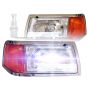 Headlight With Adjusters and Corner Lamp and Chrome Bezel with LED Bulbs- Driver and Passenger Side (Fit: Peterbilt 375 385 Trucks)