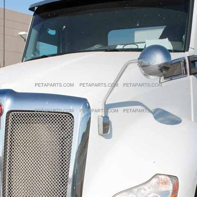 Chrome Hood Mirrors Pair For 2000-17 Kenworth T680 & Peterbilt - Bolt-On Assembly