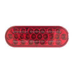 6" Oval 24  Diodes Red/Red LED Stop Turn Tail Truck Light with Rubber Grommet
