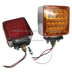 Pedestal Fender Light 52 LED - 4" Square Three Stud Mount Dual Face Red/Amber - RH