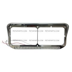 Headlight Bezel with 12" Clear/White LED Light Strip Chrome (Fit: kenworth, Peterbilt, Western Star, Freightliner Truck)