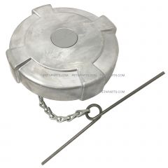 4" Non-Vented Fuel Tank Cap with Safety Chain - Aluminum ( Fits: International Mack Volvo and Various other Truck Fuel Tank )