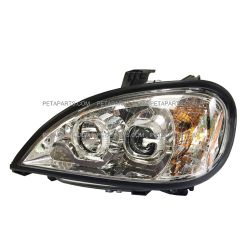 Headlight Chrome with U Type Clear/Amber LED Strip at bottom - Driver Side (Fit: Freightliner Columbia Truck)