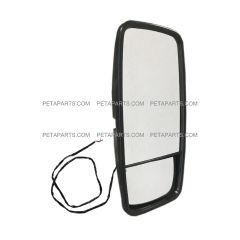 Door Mirror Main & Convex Combination Heated Black - Passenger Side (Fit: Mitsubishi Fuso FE FH FG FG4x4 FK455, Isuzu NPR NRR, Nissan UD, Chevrolet/GMC W5500 Trucks)