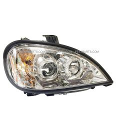 Headlight Chrome with U Type Clear/Amber LED Strip at bottom - Passenger Side (Fit: Freightliner Columbia Truck)