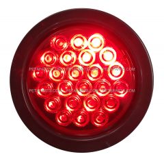 4" Round 24 Diodes Red/Red LED Light with Rubber Grommet