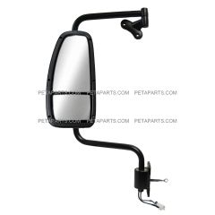 Door Mirror Power Heated Black with Arm Assembled - Driver Side (Fits: International 9200 9400i 9900i Trucks)