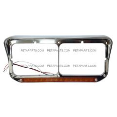 Headlight Bezel with 12" Amber/Amber LED Light Strip Chrome - Drive Side (Fit: Kenworth, Peterbilt, Western Star, Freightliner Truck)