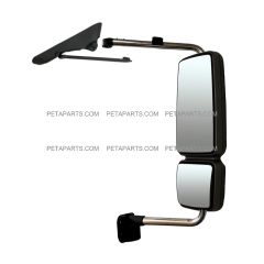 Door Mirror with Arm Assembly Black - Passenger Side (Fit: International 4300 4400 7400 7600 8500 8600 Truck)