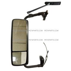 Door Mirror Power Heated Gloss Black with Turn Signal and Arm  - Driver Side (Fit: 2008- 2022 Volvo VNL 670, VNL 780, VNL 630, VNL 730 , VNL 860, 2008- 2013 VNM 200 , VNM 430, VNM 630 , VNX 300 Trucks)