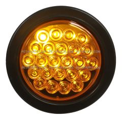 4" Round 24 Diodes Amber/Amber LED Stop Turn Tail Truck Light with Grommet