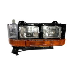 Headlight with Mounting Bracket and Bezel Black and Side Indicator Light and Front Turn Signal Light Bar - Passenger Side (Fit: 1996-2004 Mitsubishi Fuso FE FH FG Series)