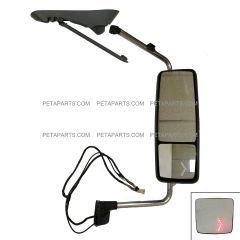 Door Mirror Power Heated Black with Turn Signal and Arm - Passenger Side (Fit: International ProStar Truck)