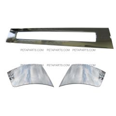 3 Pieces Combo- Central Bumper Trim Chrome and Cap Cover Chrome Driver and Passenger Side (Fit: 2006 - 2016 Volvo VNL 630 670 730 780 Truck)