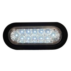 6" Oval 12 Diodes Clear/White LED Light with Rubber Grommet