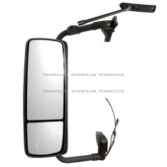 Door Mirror Power Heated Gloss Black with Turn Signal and Arm  - Driver Side (Fit: 2008- 2022 Volvo VNL 670, VNL 780, VNL 630, VNL 730 , VNL 860, 2008- 2013 VNM 200 , VNM 430, VNM 630 , VNX 300 Trucks)