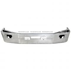 ONE PIECE - 12" Steel Bumper Chrome with Fog, Step, Tow & Vent Holes ( Fits: 1989-2003 FREIGHTLINER FLD112 120 SBA)
