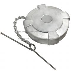 4" Vented Fuel Tank Cap with Safety Chain & Bail - Aluminum ( Fits: International Mack Volvo and Various other Truck Fuel Tank )