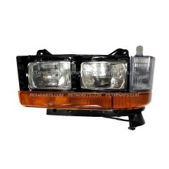 Headlight with Mounting Bracket and Bezel Black and Side Indicator Light and Front Turn Signal Light Bar - Driver Side (Fit: 1996-2004 Mitsubishi Fuso FE FH FG Series)