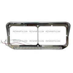 Headlight Bezel with 12" Clear/Amber LED Light Strip Chrome - Passenger Side (Fit: Kenworth, Peterbilt, Western Star, Freightliner Truck)