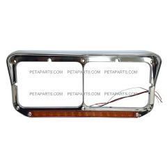 Headlight Bezel with 12" Amber/Amber LED Light Strip Chrome - Passenger Side (Fit: Kenworth, Peterbilt, Western Star, Freightliner Truck)