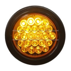 4" Round 24 Diodes Amber/Amber LED Light Pattern Surface with Rubber Grommet