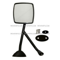 Hood Mirror Black with Arm with Mounting Kits - Driver Side (Fit: International 4300 4400 7400 7600 8500 Durastar Truck)