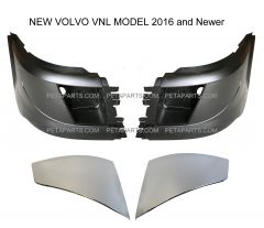 Side Bumper End with Fog Light Hole and Chrome Covers - Driver and Passenger Side (Fit: Volvo VNL 2016-2017)