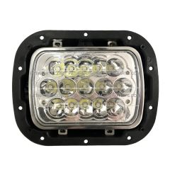 5" x 7" 15 LED Sealed Headlight with Housing Base and Bucket Metal Black and Bezel Stainless (Fit: 2007-2020 Peterbilt 365 367, 2016-2020 Peterbilt 520, 2000-2005 Peterbilt 330, 1993-2008 Kenworth T300 )