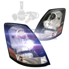 Headlight Chrome with LED Bulbs - Driver & Passenger Side ( Fit: Volvo VNL VN VNM Trucks )