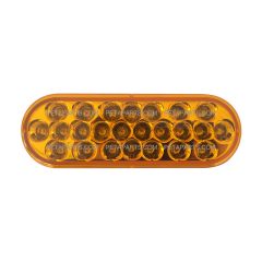 6" Oval 24 Diodes Amber/Amber LED Stop Turn Tail Truck Light with Rubber Grommet