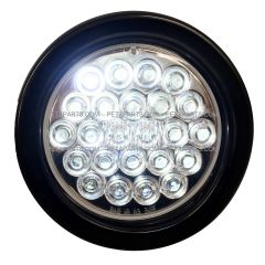 4" Round 24 Diodes Clear/White Pattern Surface LED Light with Rubber Grommet