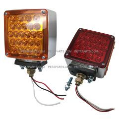 Pedestal Fender Light 52 LED - 4" Square Three Stud Mount Dual Face Red/Amber - LH