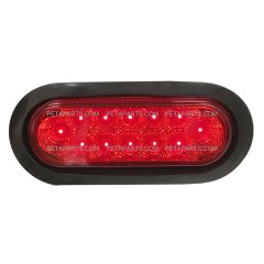 6" Oval 12 Diodes Red/Red LED Light with Rubber Grommet