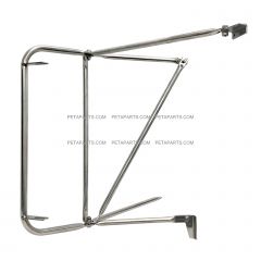 Stainless - Door Mirror Bracket Assembly with TOP Mount Lower Support Arm and Curved Cowl Plus Mounting Angles  (Fits: 88-22 Kenworth T800 82-21 Kenworth W900B/L 05-07 Kenworth T300 08-21 Kenworth T170 270 370 Truck )