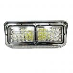 LED Headlights with 12" Clear/Amber LED Light Strip Chrome Bezels- Passenger Side (Fit: Kenworth T400 T600 T800 W900B W900L Classic 120/132, Peterbilt 378 379 & Western Star 4900 Trucks)